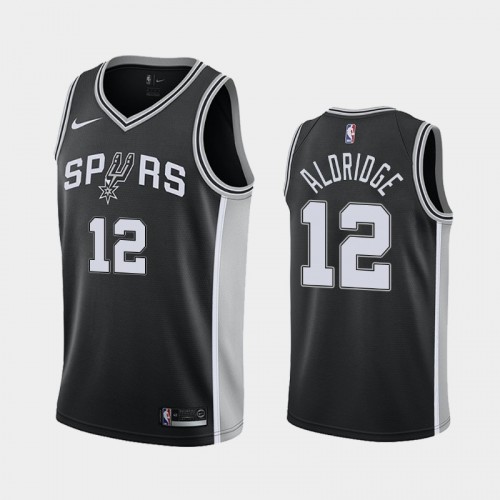 Men's San Antonio Spurs #12 LaMarcus Aldridge Black 2018-19 Icon Jersey