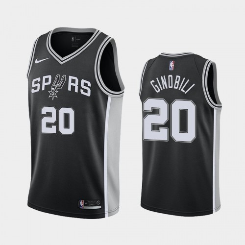 Men's San Antonio Spurs #20 Manu Ginobili Black 2018 Icon Jersey