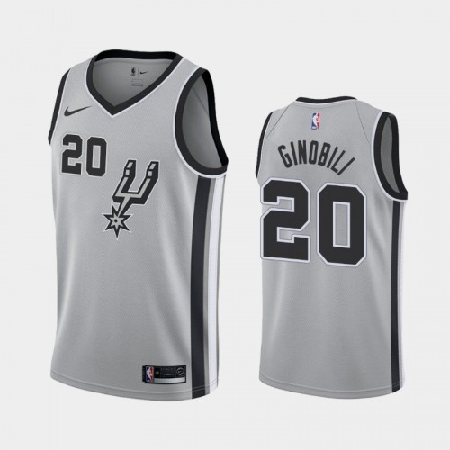 Men's San Antonio Spurs #20 Manu Ginobili Gray 2018 Statement Jersey