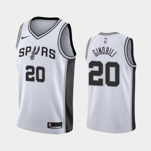 Men's San Antonio Spurs #20 Manu Ginobili White 2018 Association Jersey