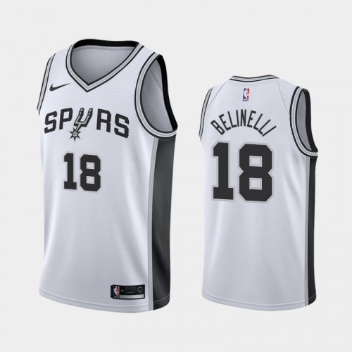 Men's San Antonio Spurs #18 Marco Belinelli White 2019 season Association Jersey