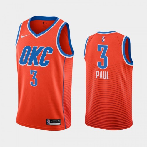 Men's Oklahoma City Thunder #3 Chris Paul Orange 2019 season Statement Jersey