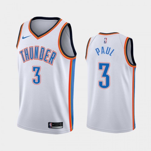 Men's Oklahoma City Thunder #3 Chris Paul White 2019 season Association Jersey