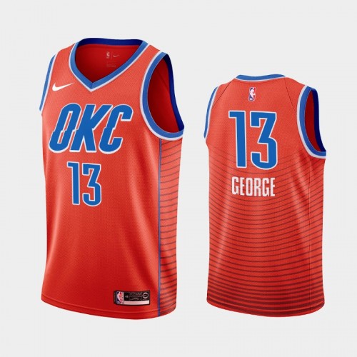 Men's Oklahoma City Thunder #13 Paul George Orange 2019 season Statement Jersey