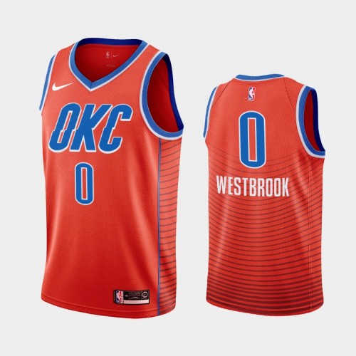 Men's Oklahoma City Thunder Russell Westbrook #0 Orange 2019-20 Statement Jersey