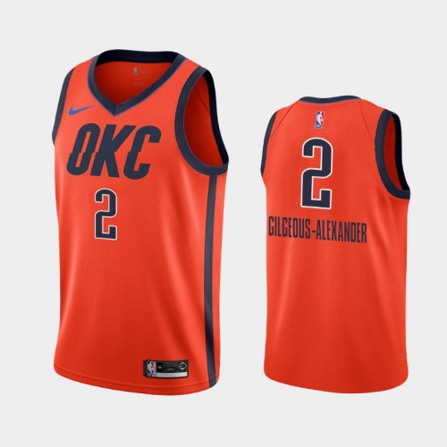 Men's Oklahoma City Thunder #2 Shai Gilgeous-Alexander Orange 2019 season Earned Jersey