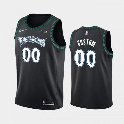 Men's 2018-19 Minnesota Timberwolves #00 Custom Black 30th Season Classic Jersey