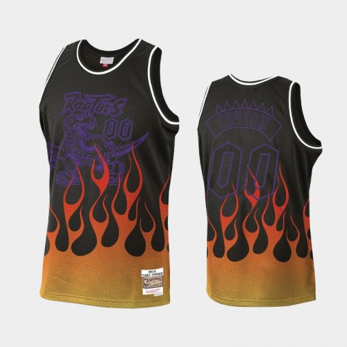 Men's Toronto Raptors #00 Custom Black Flames Jersey