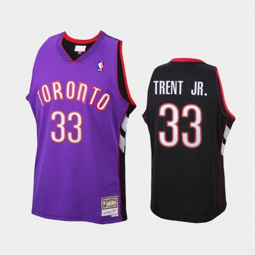 Men's Toronto Raptors #33 Gary Trent Jr. Purple Black Throwback Reversible Jersey