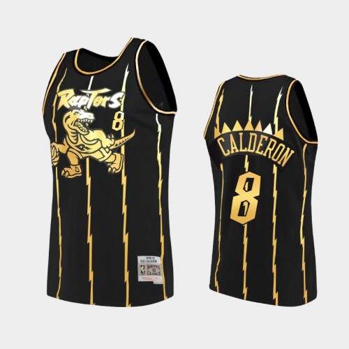 Toronto Raptors #8 Jose Calderon Black 2021 Golden Edition Hardwood Classics Limited Allocation Jersey