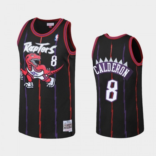 Toronto Raptors #8 Jose Calderon Black Reload Hardwood Classics Jersey