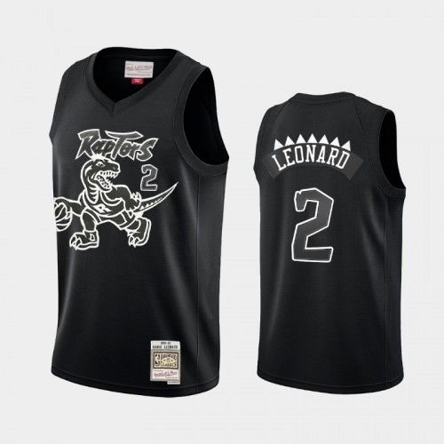 Toronto Raptors #2 Kawhi Leonard Black Hardwood Classics Throwback White Logo Jersey