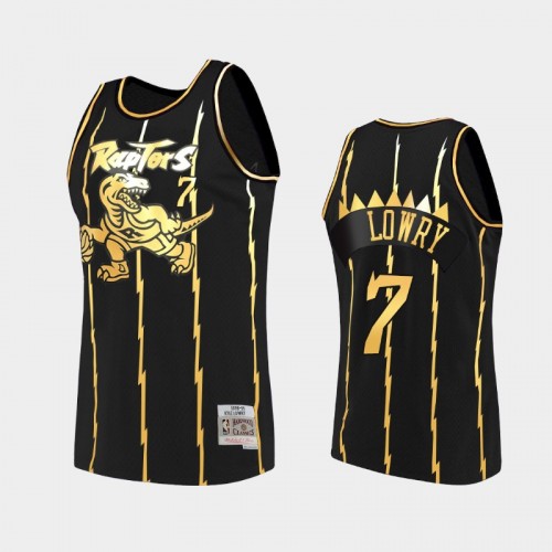 Toronto Raptors #7 Kyle Lowry Black 2021 Golden Edition Hardwood Classics Limited Allocation Jersey