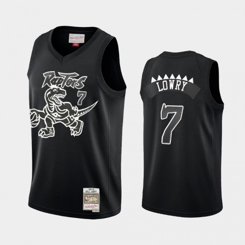 Toronto Raptors #7 Kyle Lowry Black Hardwood Classics Throwback White Logo Jersey