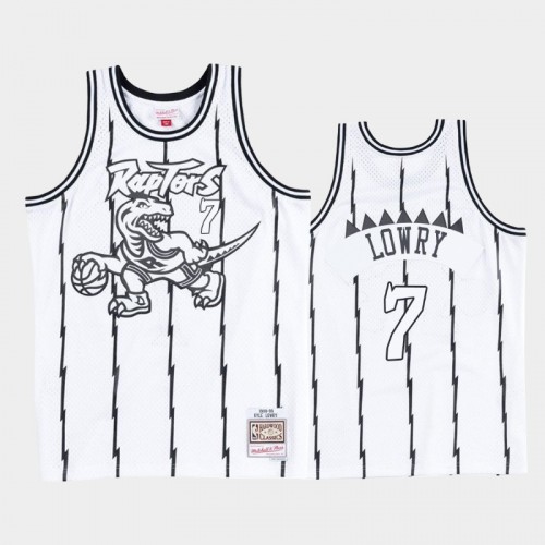 Toronto Raptors #7 Kyle Lowry White Black Concord Collection Hardwood Classics Jersey