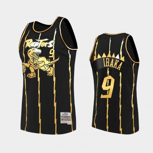 Toronto Raptors #9 Serge Ibaka Black 2021 Golden Edition Hardwood Classics Limited Allocation Jersey
