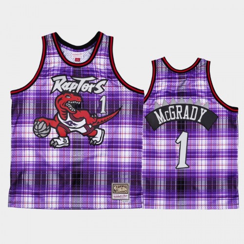 Men's Toronto Raptors #1 Tracy McGrady Purple Private School Hardwood Classics Jersey