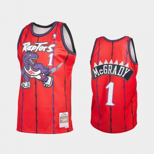 Men's Toronto Raptors #1 Tracy McGrady Red Reload 2.0 Hardwood Classics Jersey