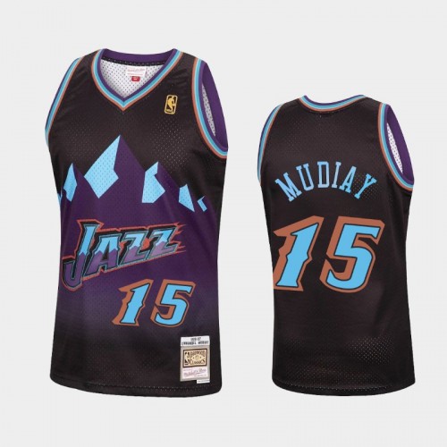 Utah Jazz #15 Emmanuel Mudiay Black Reload Hardwood Classics Jersey