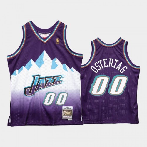 Men's Utah Jazz #00 Greg Ostertag Purple 1996-97 Hardwood Classics Jersey
