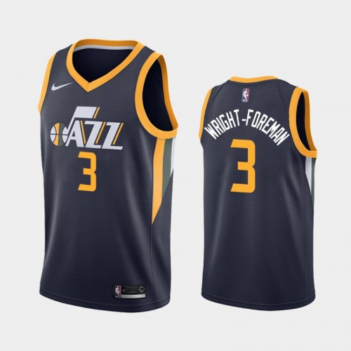 Men's Utah Jazz #3 Justin Wright-Foreman Navy Icon Jersey - 2019 NBA Draft