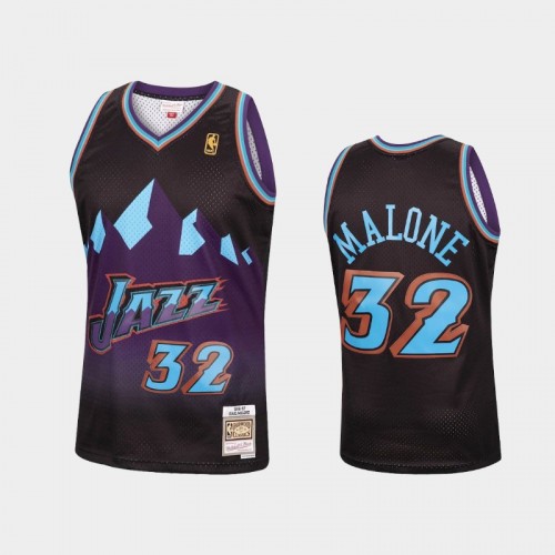 Utah Jazz #32 Karl Malone Black 1996-97 Reload Hardwood Classics Jersey