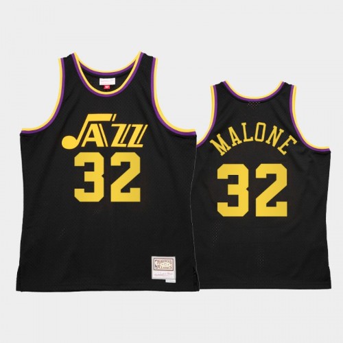 Men's Utah Jazz #32 Karl Malone Black Reload 2.0 Jersey