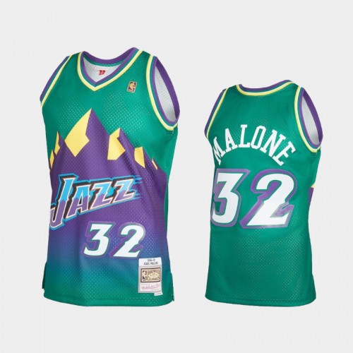 Men's Utah Jazz #32 Karl Malone Green Reload 2.0 Hardwood Classics Jersey