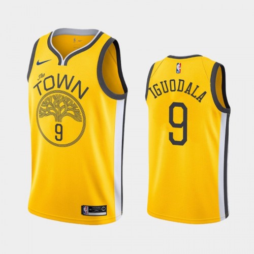 Men's Golden State Warriors #9 Andre Iguodala Yellow 2018-19 Earned Jersey