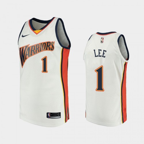 Men's Golden State Warriors #1 Damion Lee White Throwback We Believe Jersey