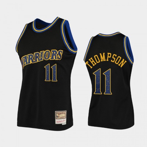 Men's Golden State Warriors #11 Klay Thompson Black Rings Collection Jersey