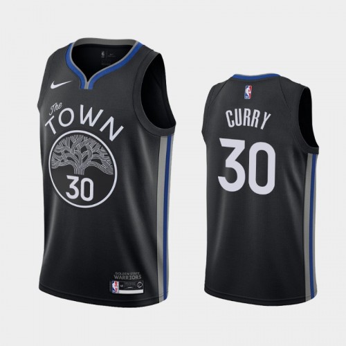Men's Golden State Warriors Stephen Curry #30 Black 2019-20 City Jersey