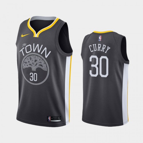 Men's Golden State Warriors #30 Stephen Curry Black Statement Jersey