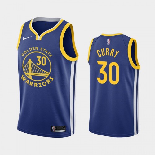 Men's Golden State Warriors Stephen Curry #30 Royal Icon New Uniform Jersey
