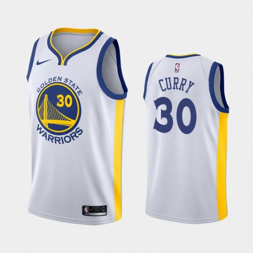 Men's Golden State Warriors #30 Stephen Curry White 2019 season Association Jersey