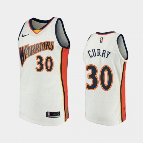 Men's Golden State Warriors #30 Stephen Curry White Throwback We Believe Jersey