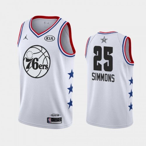 Men Philadelphia 76ers 2019 All-Star Game #25 Ben Simmons White Finished Jersey