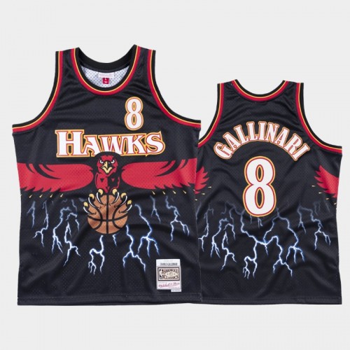 Men Atlanta Hawks #8 Danilo Gallinari Black Lightning Hardwood Classics Jersey