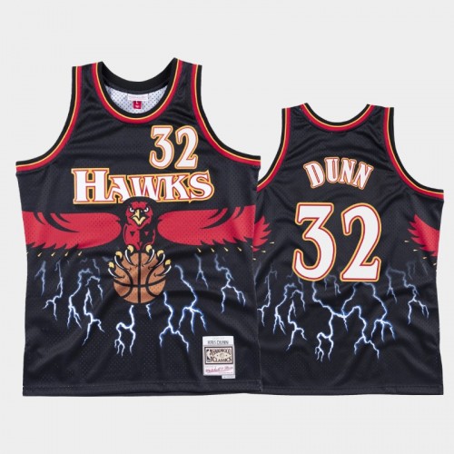 Men Atlanta Hawks #32 Kris Dunn Black Lightning Hardwood Classics Jersey