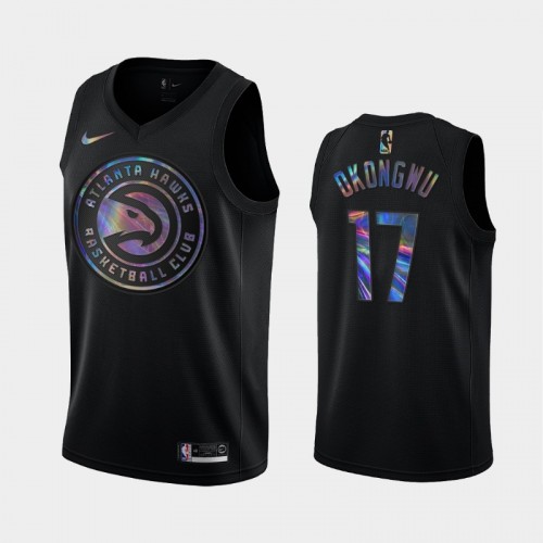 Atlanta Hawks #17 Onyeka Okongwu Black Iridescent Holographic Limited Edition Jersey