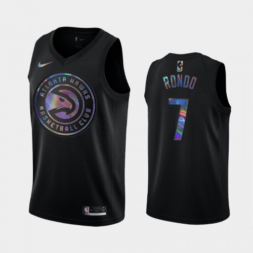 Atlanta Hawks #7 Rajon Rondo Black Iridescent Holographic Limited Edition Jersey