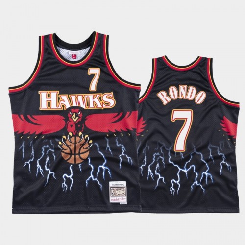 Atlanta Hawks #7 Rajon Rondo Black Lightning Hardwood Classics Jersey