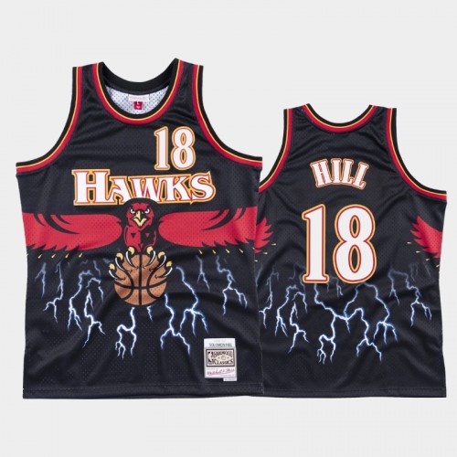 Men Atlanta Hawks #18 Solomon Hill Black Lightning Hardwood Classics Jersey