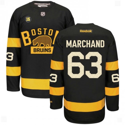 Brad Marchand #63 Black Milt Schmidt Number 15 Patch Alternate Premier Jersey