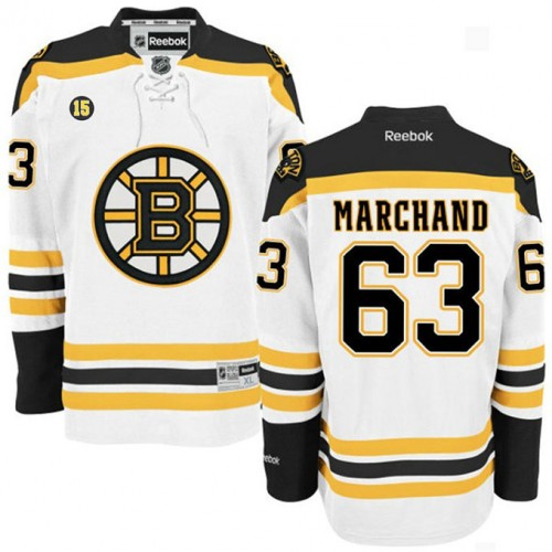 Brad Marchand #63 White Milt Schmidt Number 15 Patch Away Premier Jersey