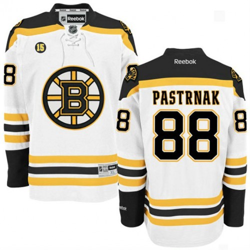 David Pastrnak #88 White Milt Schmidt Number 15 Patch Away Premier Jersey