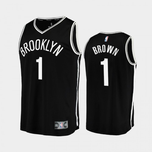 Men Brooklyn Nets Bruce Brown #1 Black 2021-22 Replica Icon Edition Jersey