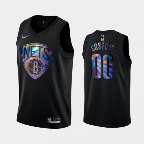 Brooklyn Nets #00 Custom Black Iridescent Holographic Limited Edition Jersey