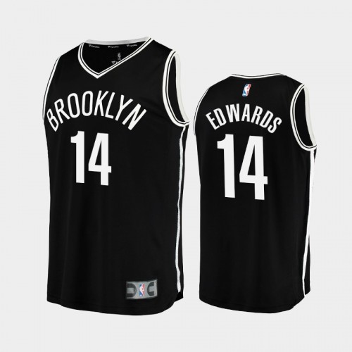 Men Brooklyn Nets Kessler Edwards #14 Black 2021-22 Replica Icon Edition Jersey