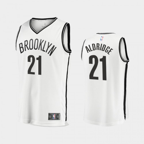 Men Brooklyn Nets LaMarcus Aldridge #21 White 2021-22 Replica Association Edition Jersey